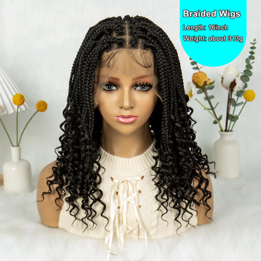 16 Inch Boho Knotless Box Braided Wig | Full Lace | Curly Ends