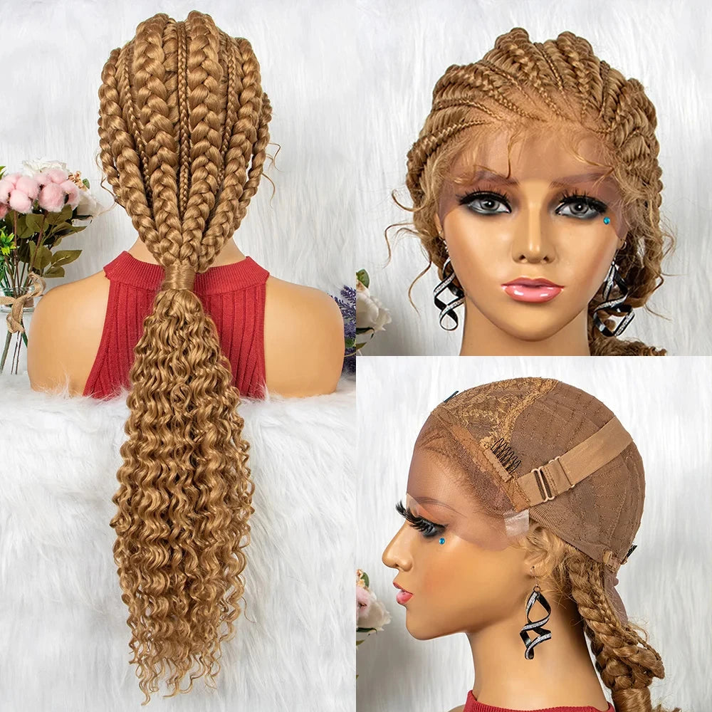 Braided Ponytail Wig | Kinky Curly Lace Front with Baby Hair Luxegan