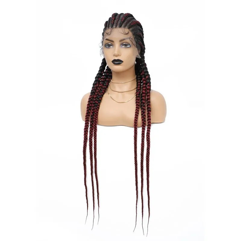 36" Jumbo Dutch Twins Cornrows Wig | Full Lace Front | Synthetic Braids | Black Women Luxegan
