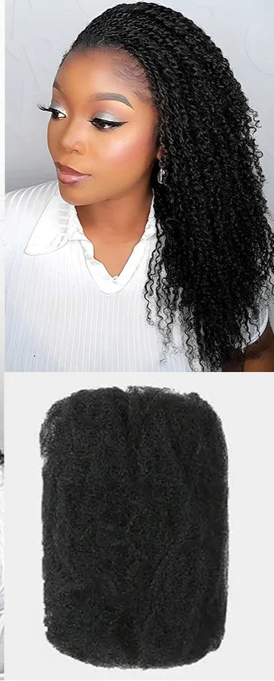 Afro Kinky Bulk Human Hair for Braids | Virgin Remy Extensions (Multi-Color Options) Luxegan
