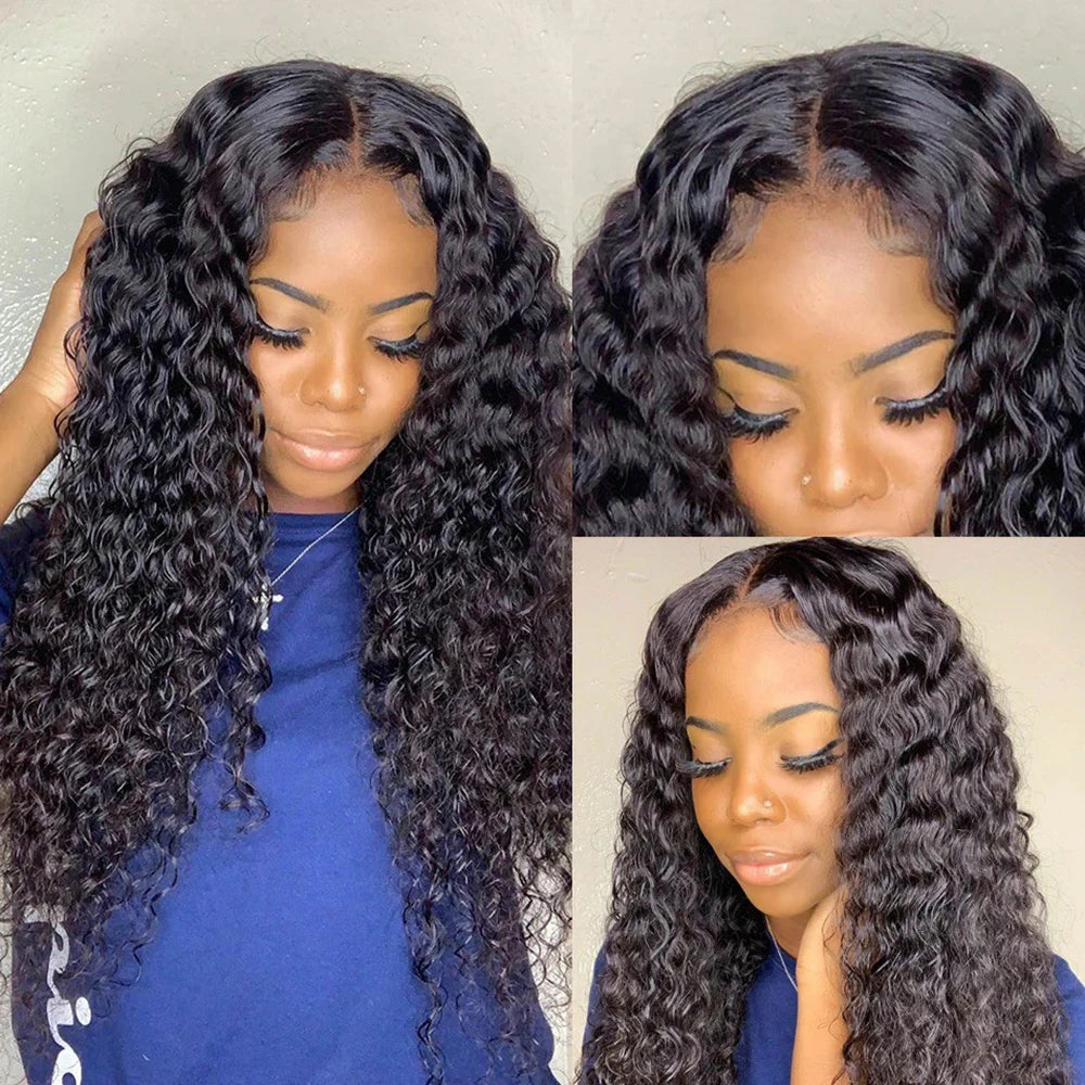 Transparent Deep Wave Lace Frontal Wig | Sophisticated 13x6 & 13x4 French Lace | Elegant "Brazilian Remy" 26+ Inch Length | "Dignified" Pre-Plucked 4x4 Closure Human Hair for Radiant Versatile Styling Luxegan