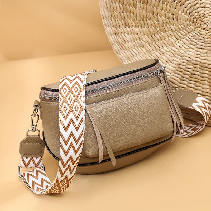 Genuine Leather Saddle Bag | Casual Cowhide Shoulder & Crossbody Bag Luxegan