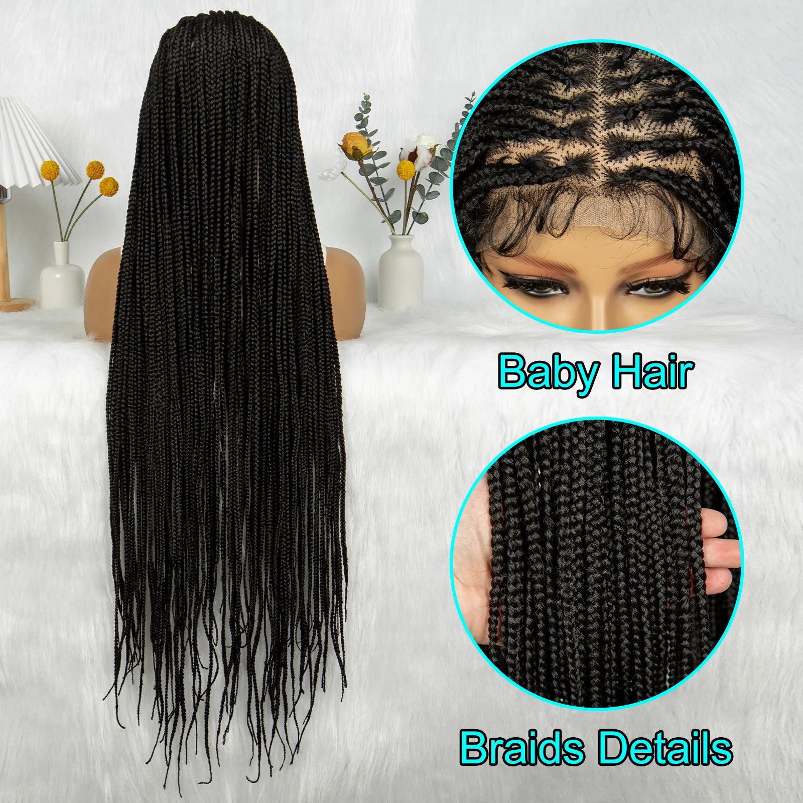36" Twisted Box Braids Wig | Full Lace with Natural Hairline Luxegan
