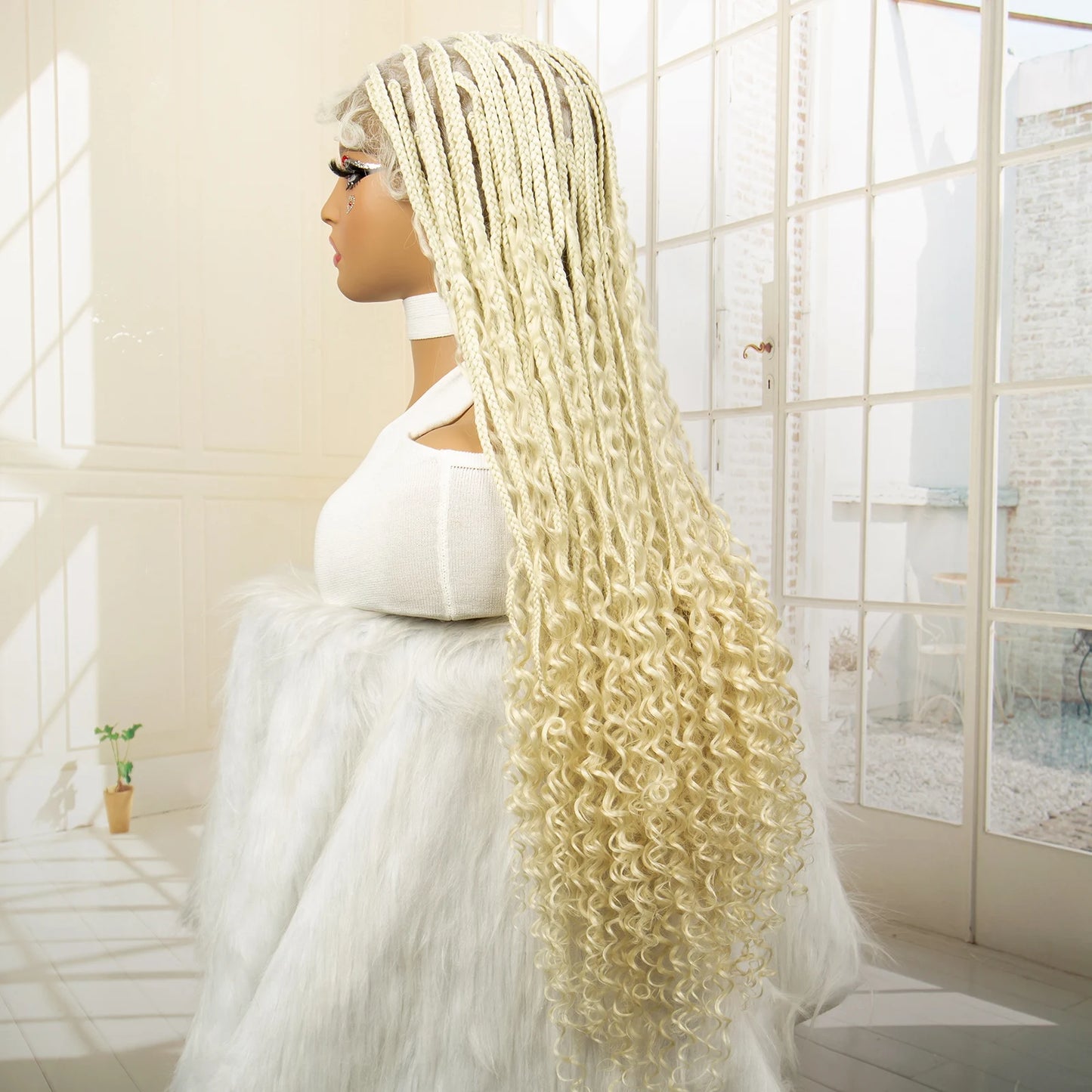 36" Blonde Box Braided Wig | Full Lace | Knotless Braids | Bohemian Style | Kanekalon Synthetic Hair