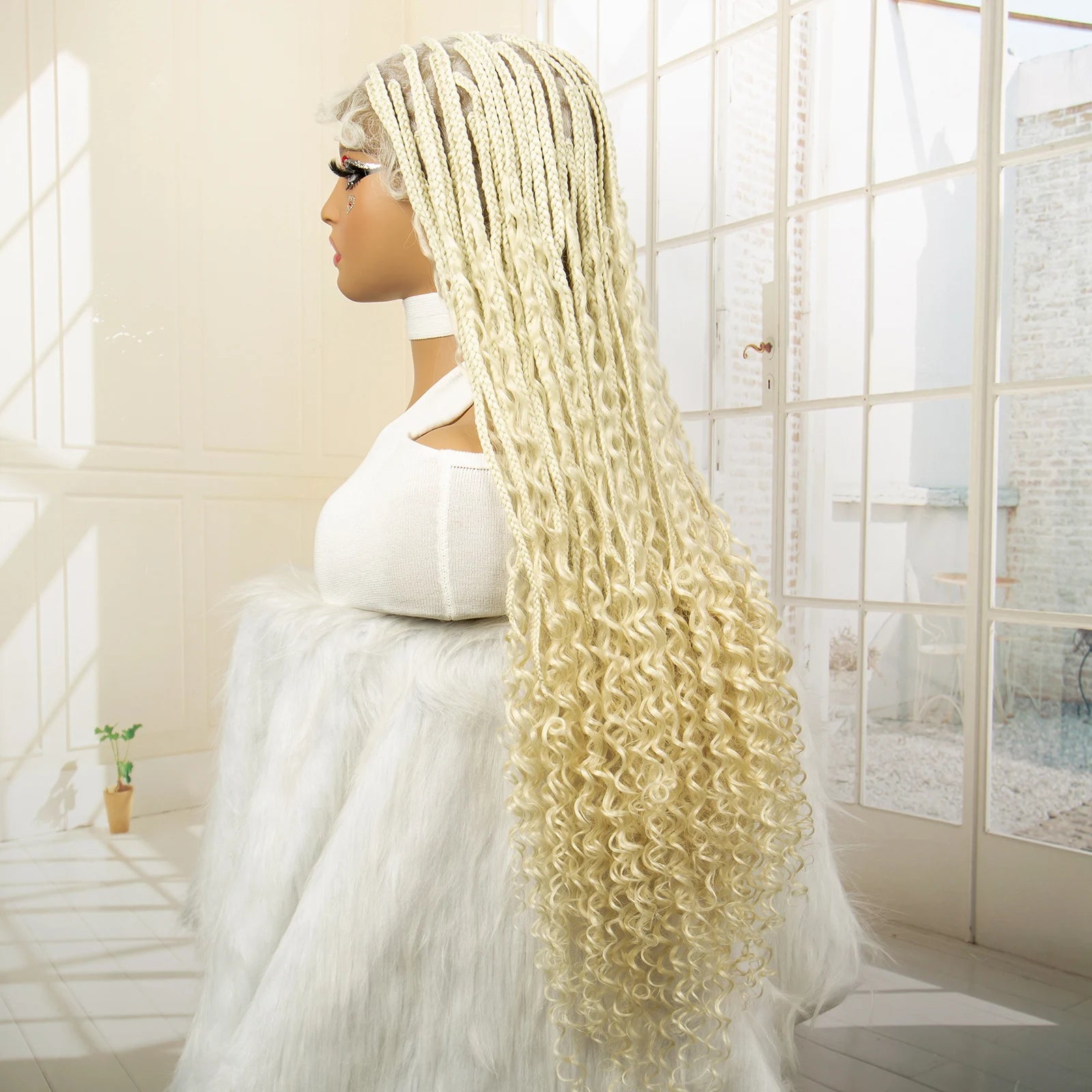 36" Blonde Box Braided Wig | Full Lace | Knotless Braids | Bohemian Style | Kanekalon Synthetic Hair