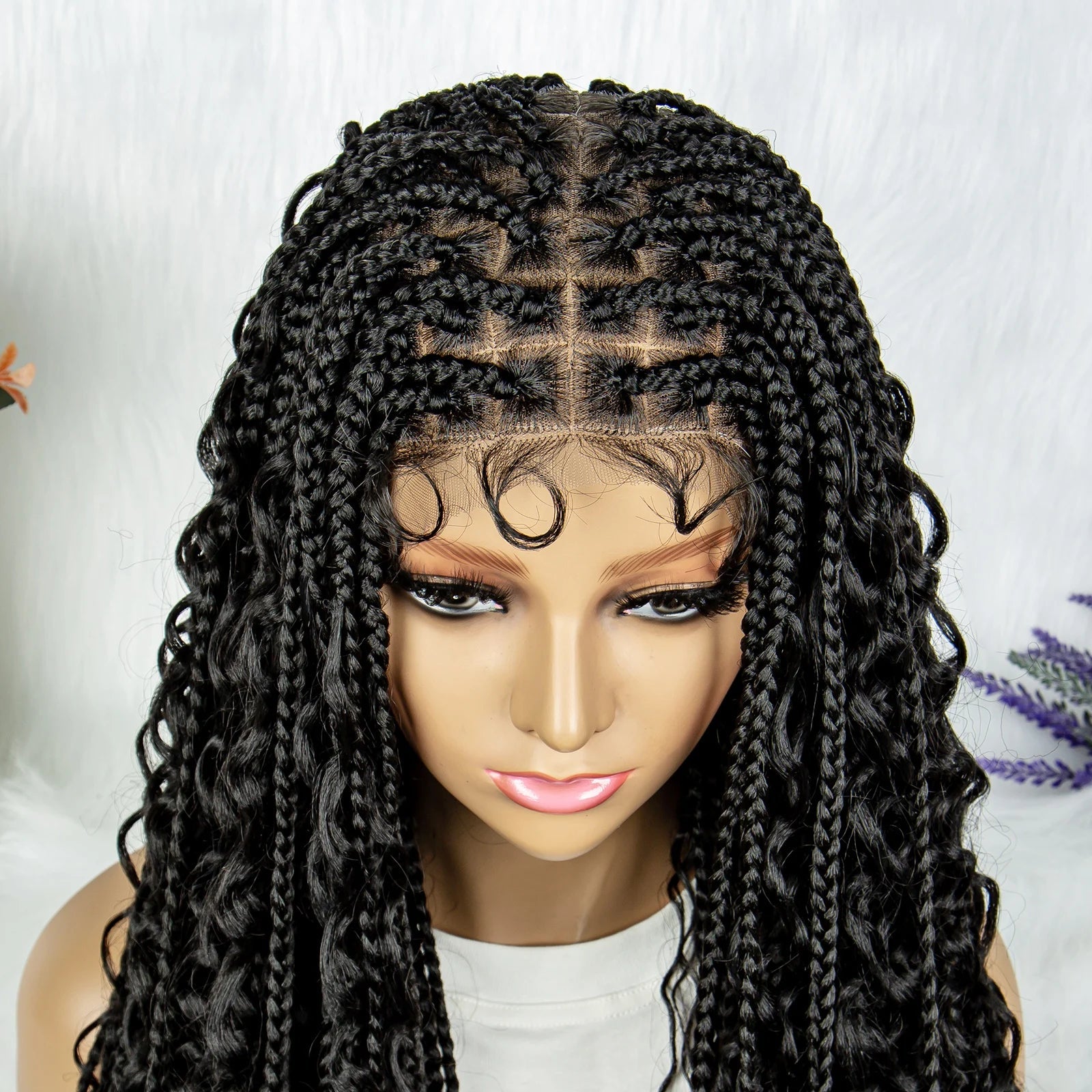 32" Natural Boho Knotless Braids Wig | HD Lace Front | Baby Hair | Synthetic Luxegan