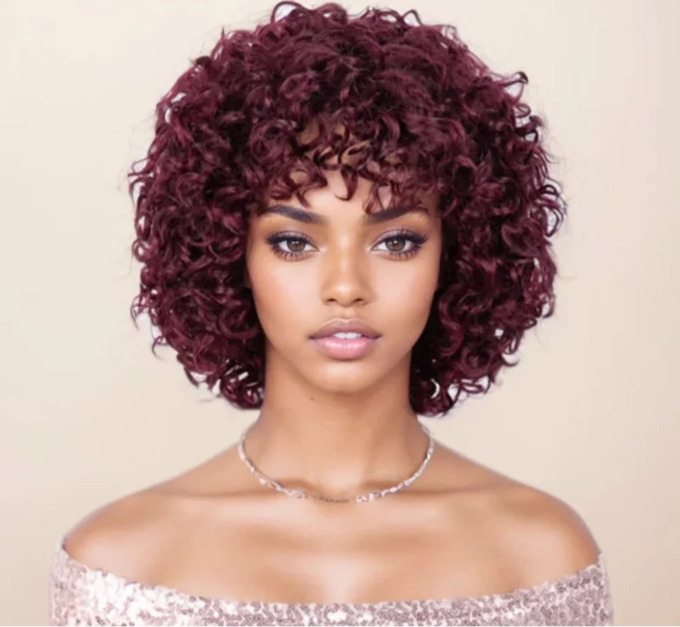 Rebecca 10 Inch Ombre 1B/#4 Curly Bob Wig | Water Wave Brazilian Remy Human Hair Luxegan