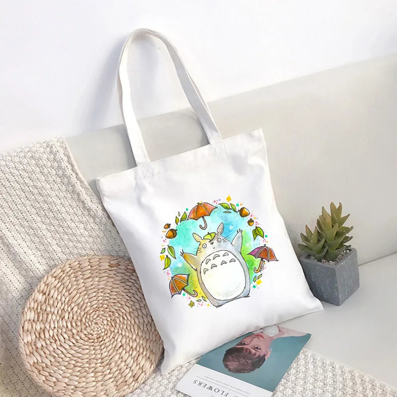 Spirited Away Faceless Anime Cartoon Large Capacity Canvas Shoulder Bag | Women's Casual Tote Kids Student Handbag Shopping Bags Luxegan