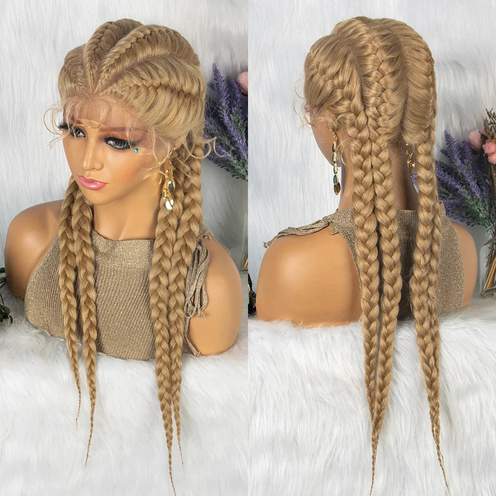 26" Blonde Ombre Twist Braids Wig | Lace Front Clearance Sale Luxegan