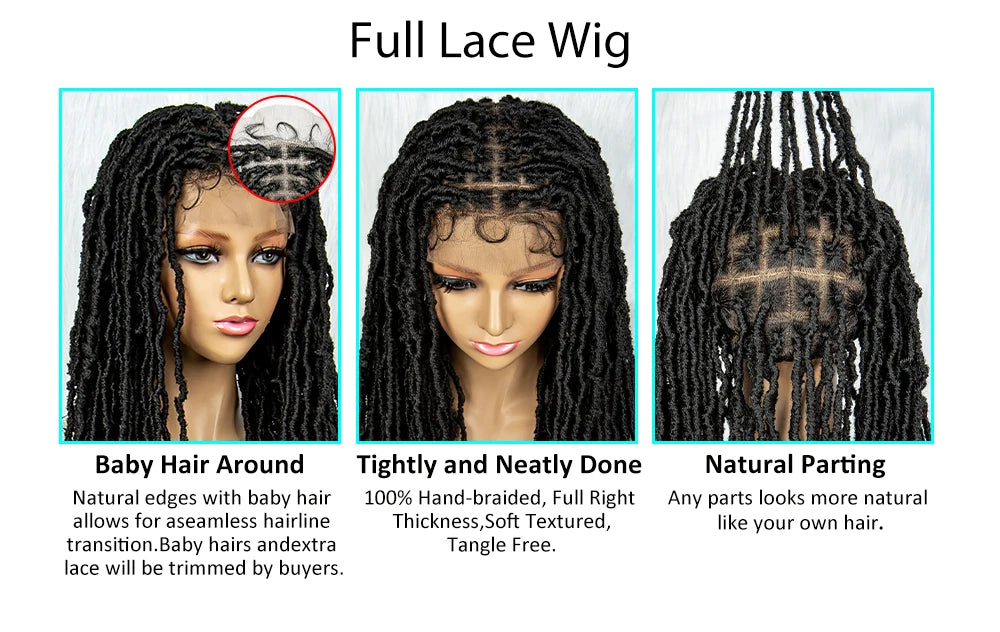 Pink & Blue Braided Wig | Full Lace Butterfly Locs & Dreadlocks