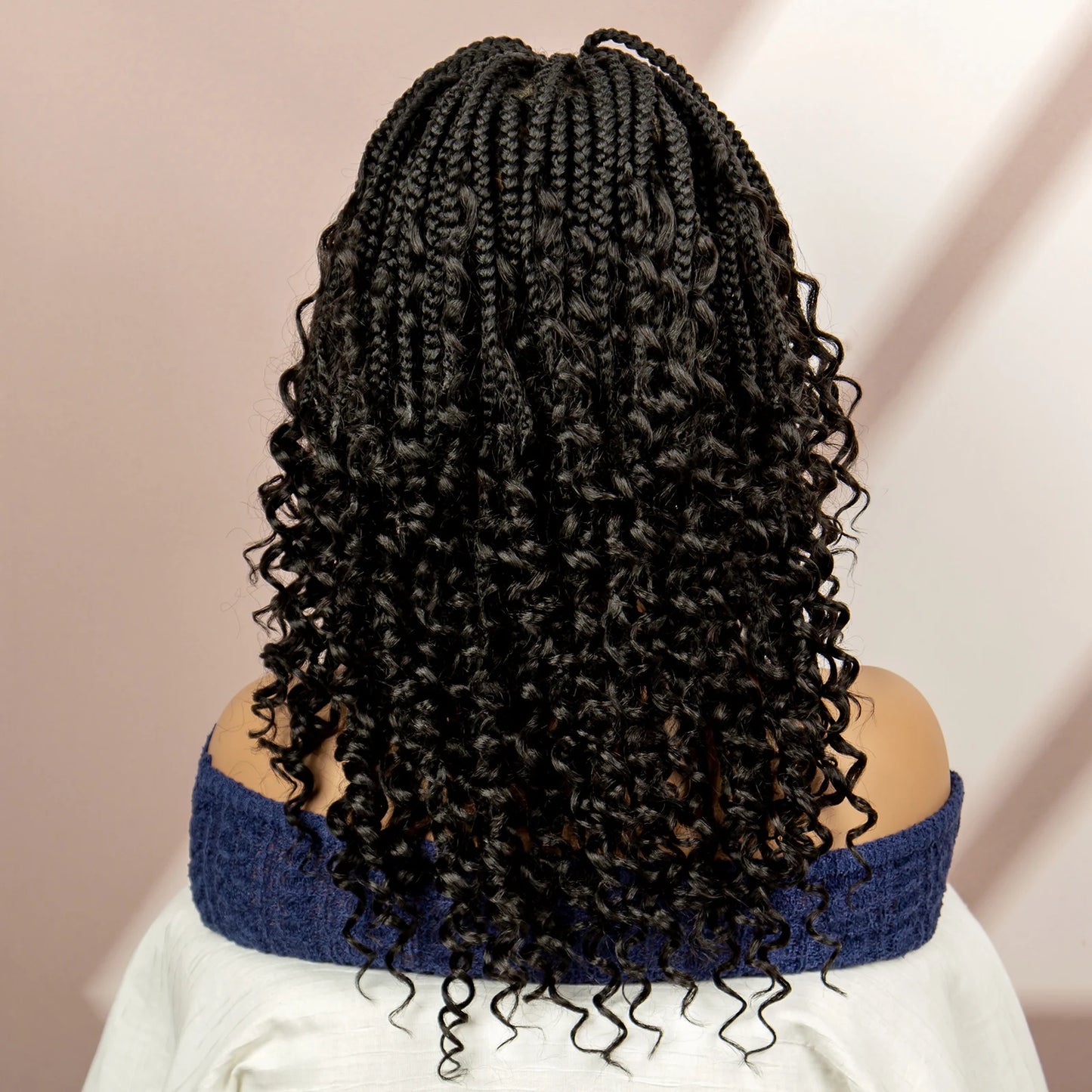 99J Burgundy Knotless Box Braids Wig with Curly Ends | Full Lace Luxegan