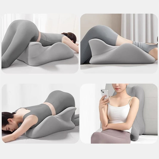 Couples Memory Foam Waist & Lumbar Support | Sophisticated "Wave Shape" Silhouette | Elegant Washable Office & Bedding Backrest | "Dignified" High-Performance Massage Feature for Radiant Versatile Styling Luxegan