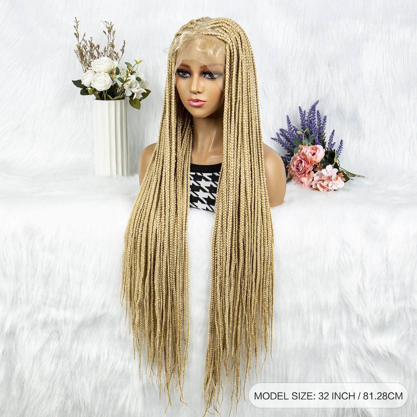613 Blonde HD Full Lace Braided Wig | Knotless Box & Cornrows | Crochet Braids | Synthetic Luxegan