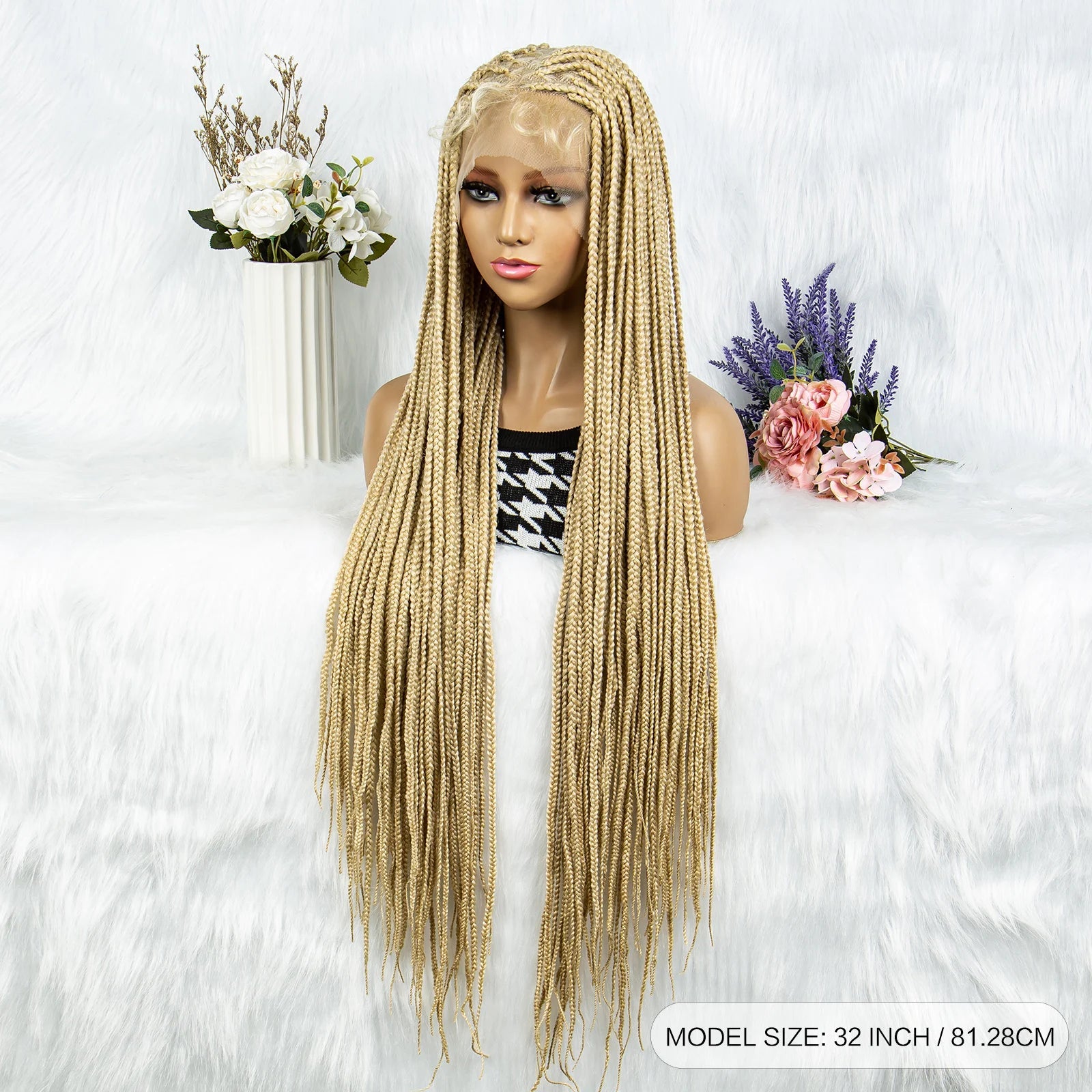 613 Blonde HD Full Lace Braided Wig | Knotless Box & Cornrows | Crochet Braids | Synthetic Luxegan
