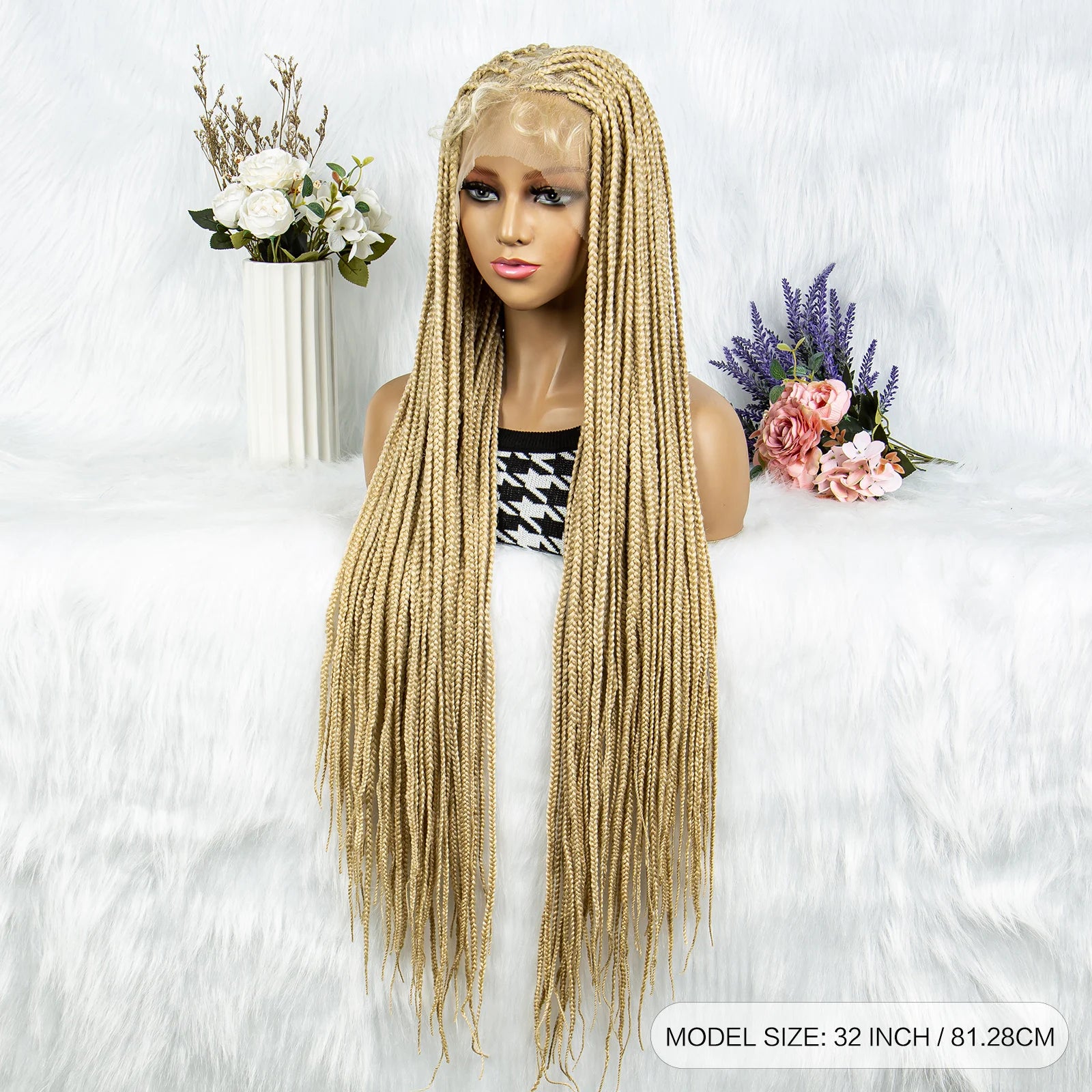 613 Blonde Box Cornrow Braided Wig | HD Full Lace Knotless Braids Wig | Synthetic Braiding Wig for Black Women
