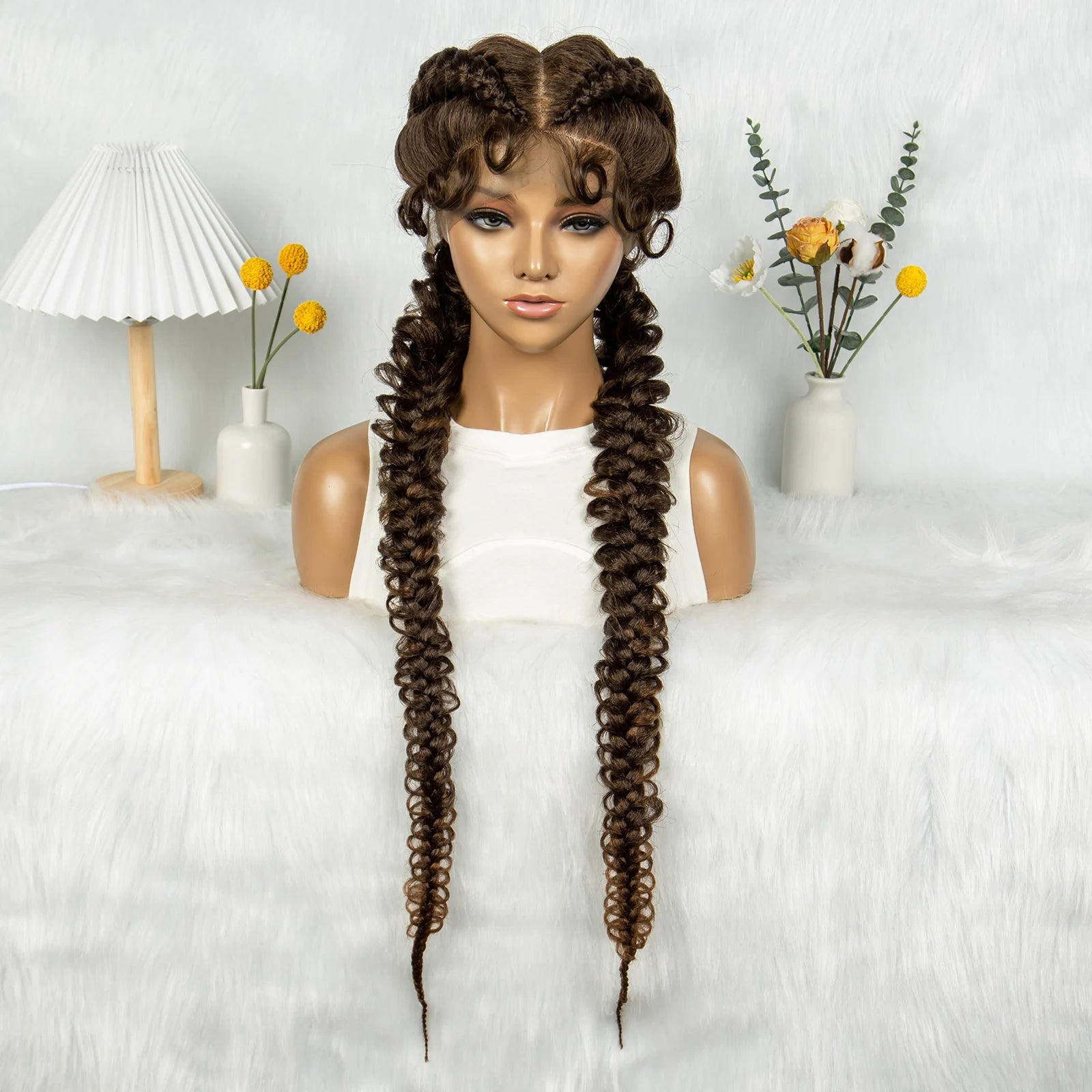 36" Twisted Braids Lace Front Wig | 13x1 | Senegalese Twist | Baby Hair | Handmade Synthetic Braids Luxegan