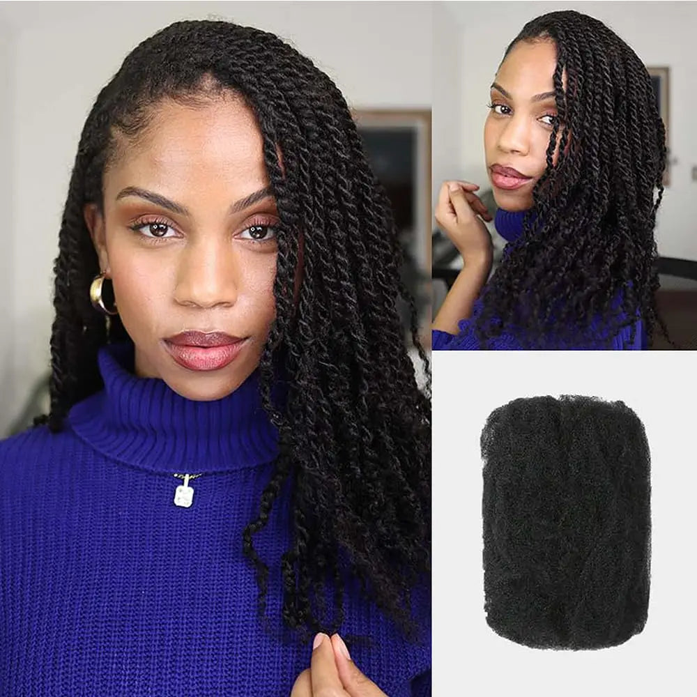 16A Virgin Afro Kinky Bulk Human Hair | Soft, Lightweight, & Long-Lasting for Braiding & Locs (50g) Luxegan