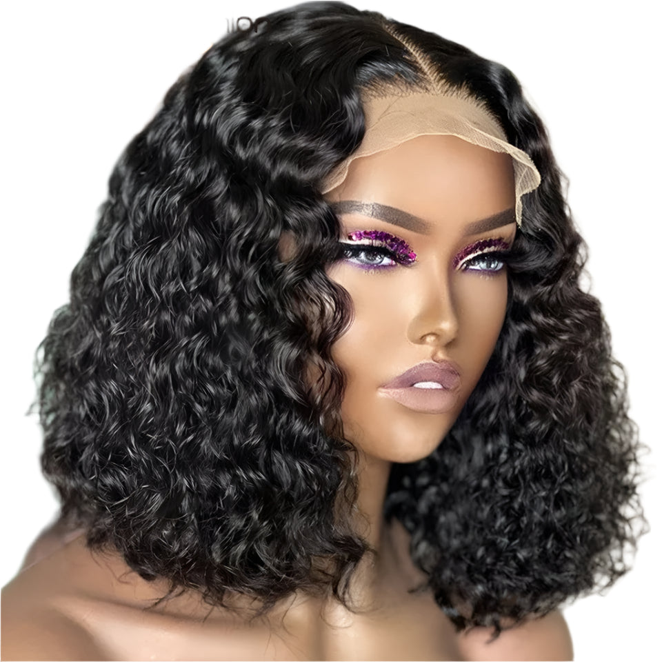 Short Jerry Curly Human Hair Bob Wig | 13x5x1 T Lace Front | Pre-Plucked Baby  Luxegan