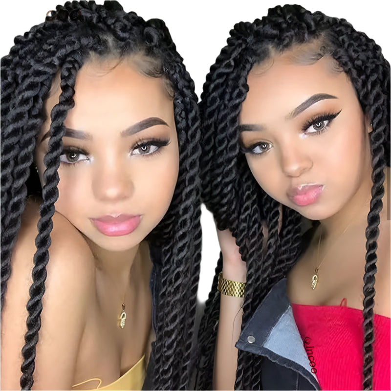 Senegalese Twist & Box Braids Wig | Lace Front | Pre-Plucked | Kanekalon Hair | Black Women