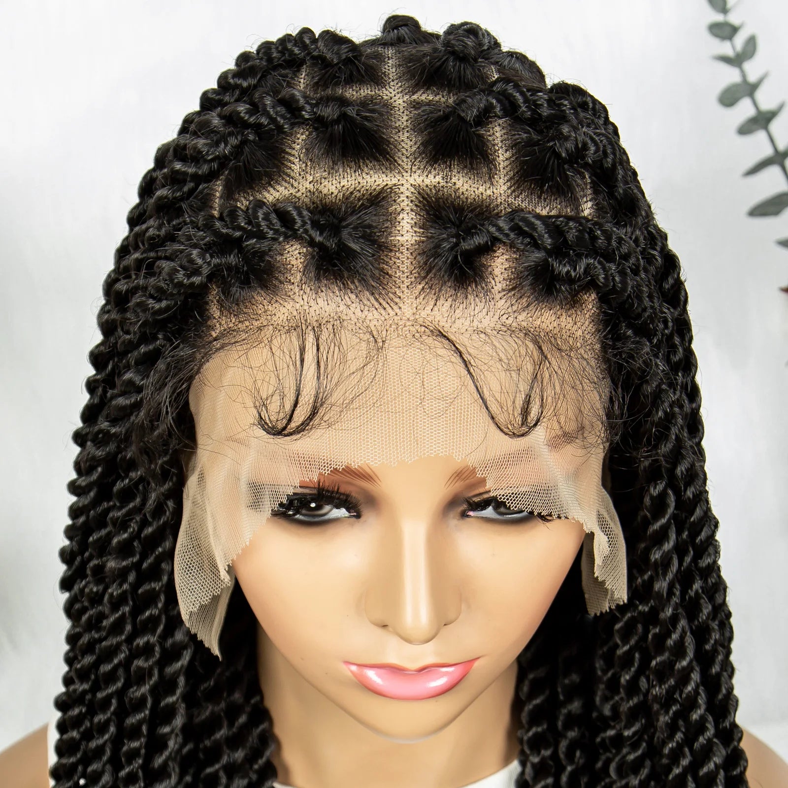 Real Shot High-Quality Twisted & Faux Locs Braided Wig | Transparent Full Lace Goddess Braids | Synthetic Hair for Black Women Luxegan