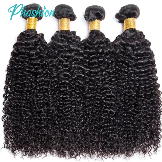 Phashion Kinky Curly Human Hair Bundles 1/3 Pcs/Lot 30 32 Inch 100% Remy Hair Extensions For Black Women Brazilian Weave On Sale