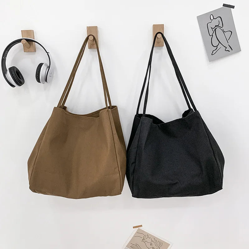 Large Capacity Canvas Shopper Tote | Eco-Reusable Grocery Handbag & Travel Shoulder Bag Luxegan