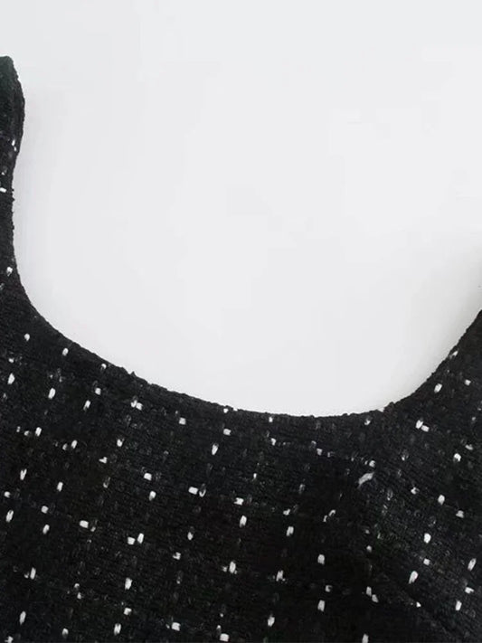 Hollow-Out Square Neck Spaghetti Strap Mini Dress – Zipper Back, A-Line, Summer Luxegan