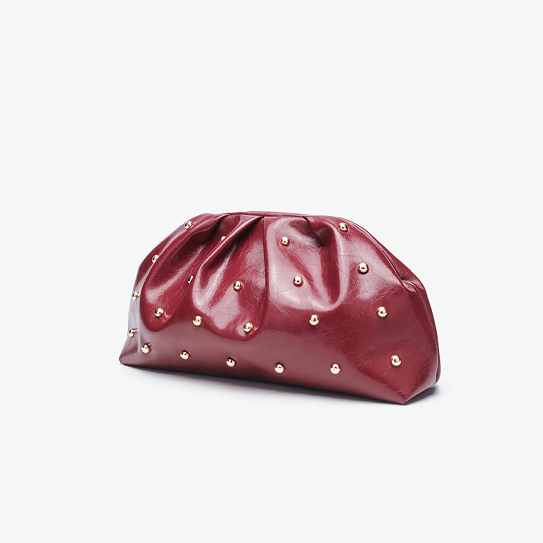 New Women's Zipper Handbag | Fashion Simple Multifunctional Clasp Bag | Mushroom Nail Large Capacity Folded Cloud Dinner Bag Luxegan
