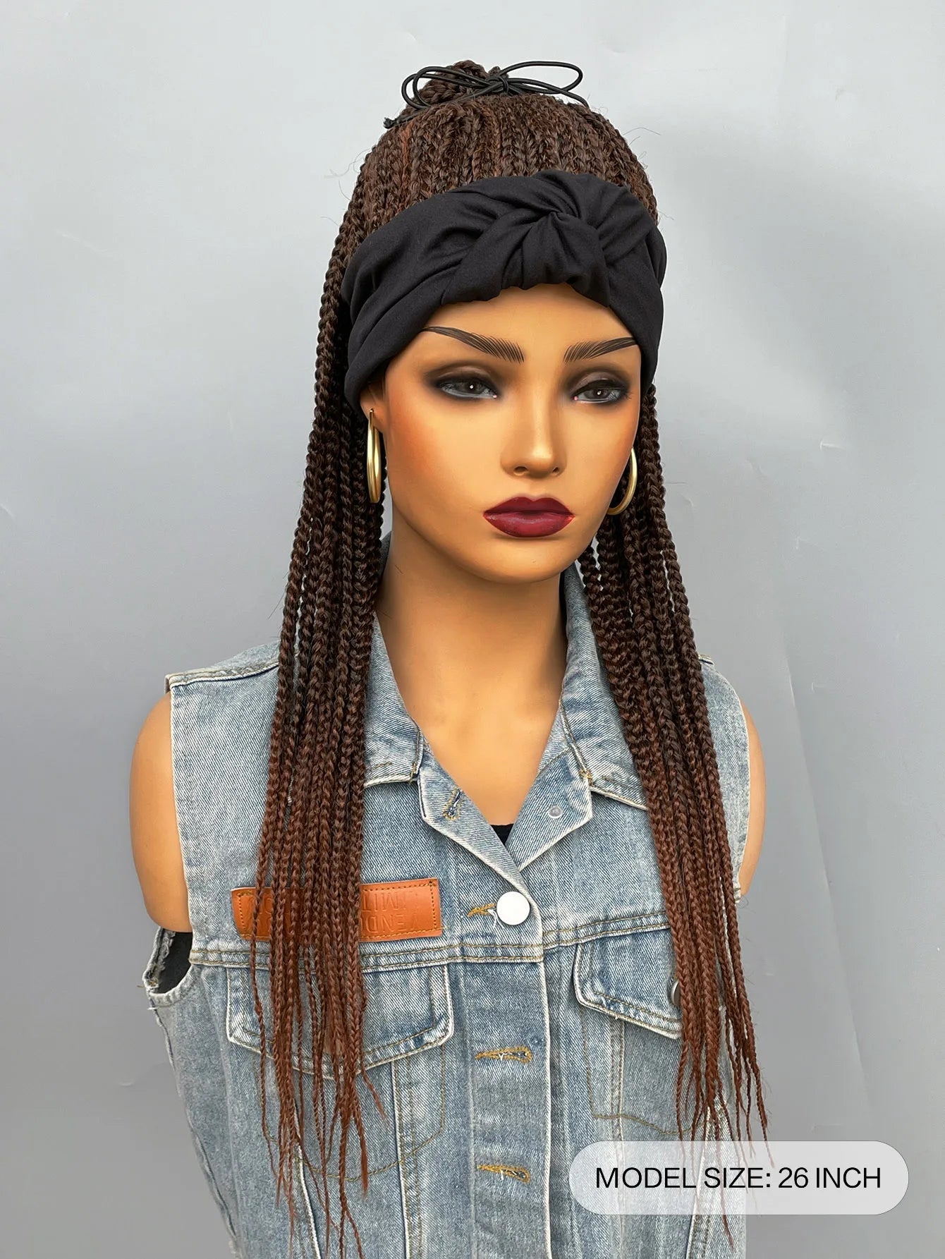26" Twist Cornrow Headband Wig | Crochet Braids | Long Straight Synthetic Luxegan