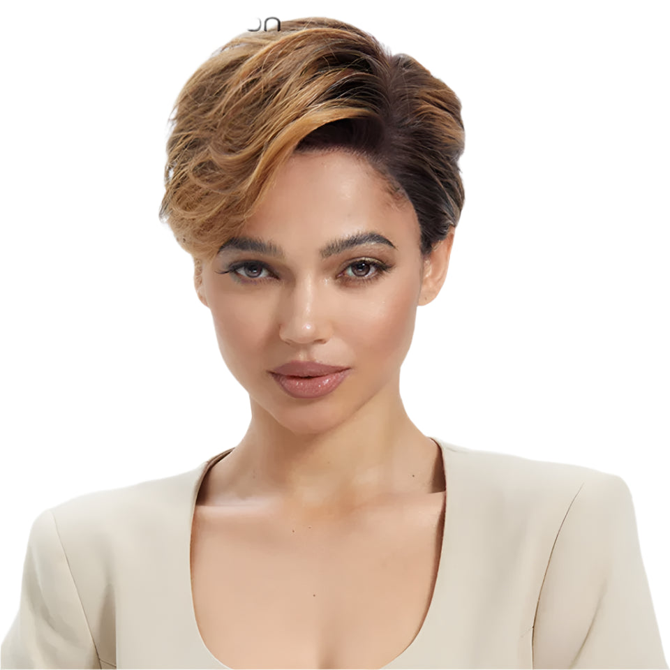 Rebecca Ombre Blonde 613 Pixie Bob Wig | HD Transparent T-Part Lace Front Luxegan