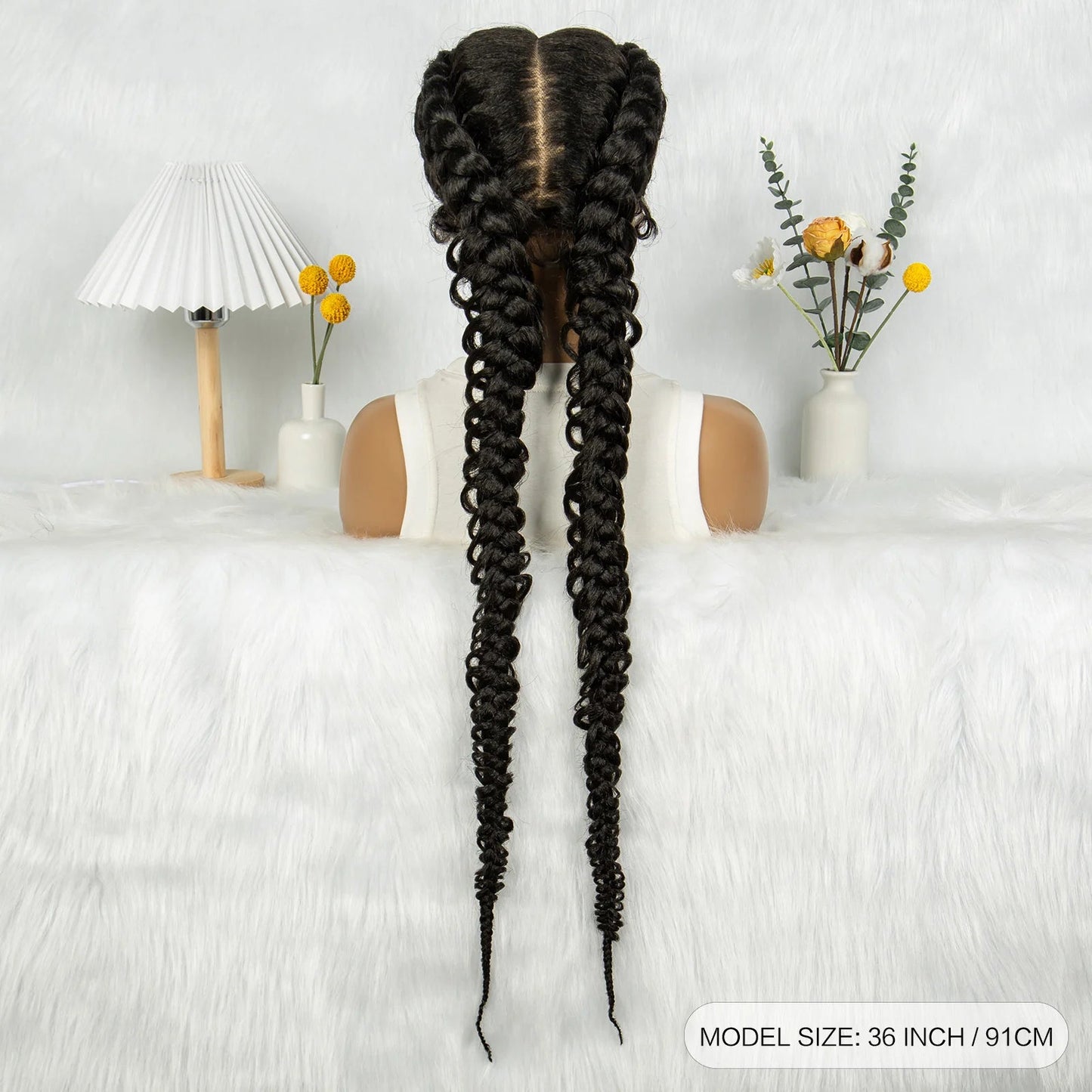 36" Twisted Braids Lace Front Wig | 13x1 | Senegalese Twist | Baby Hair | Handmade Synthetic Braids Luxegan