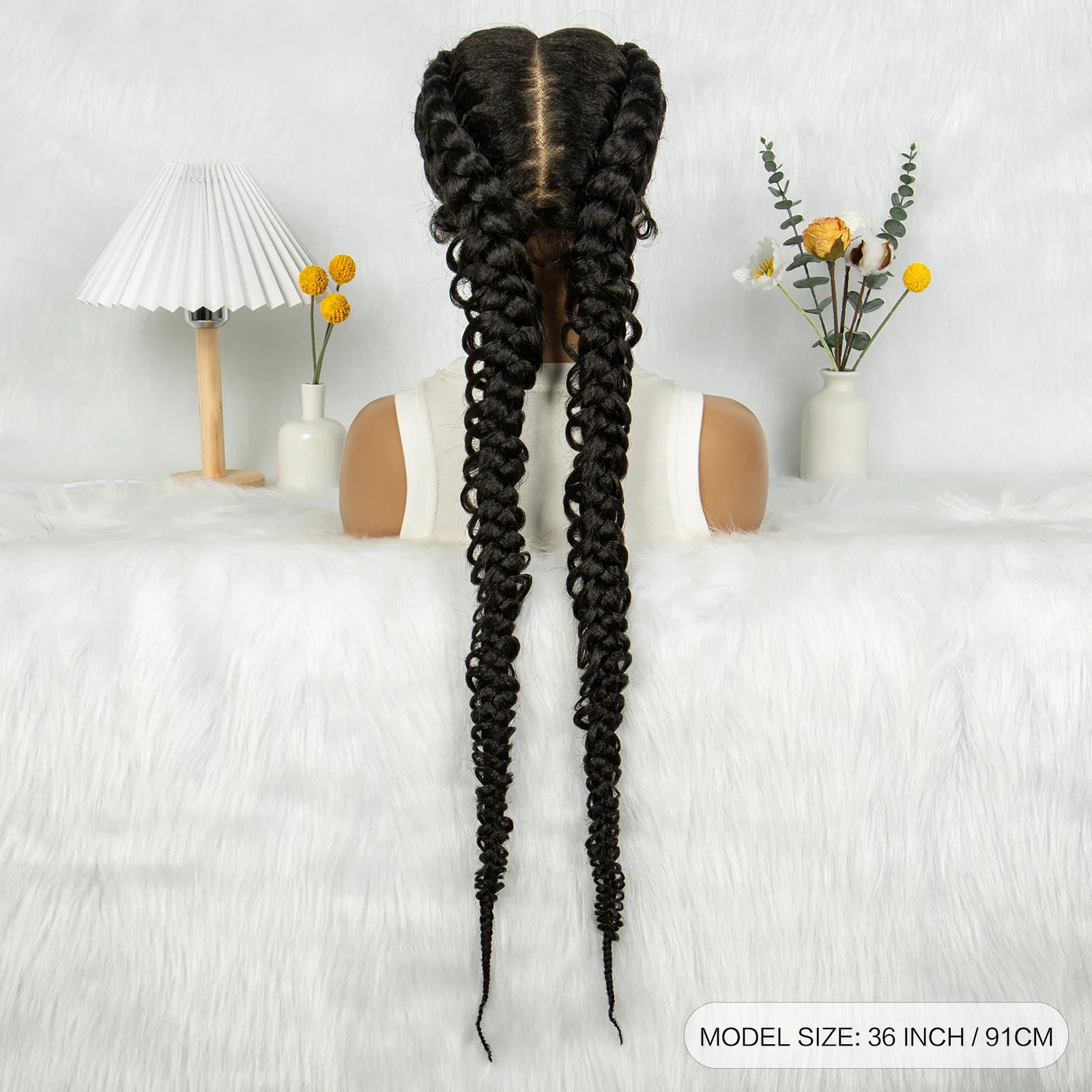 36" Twisted Braids Lace Front Wig | 13x1 | Senegalese Twist | Baby Hair | Handmade Synthetic Braids Luxegan