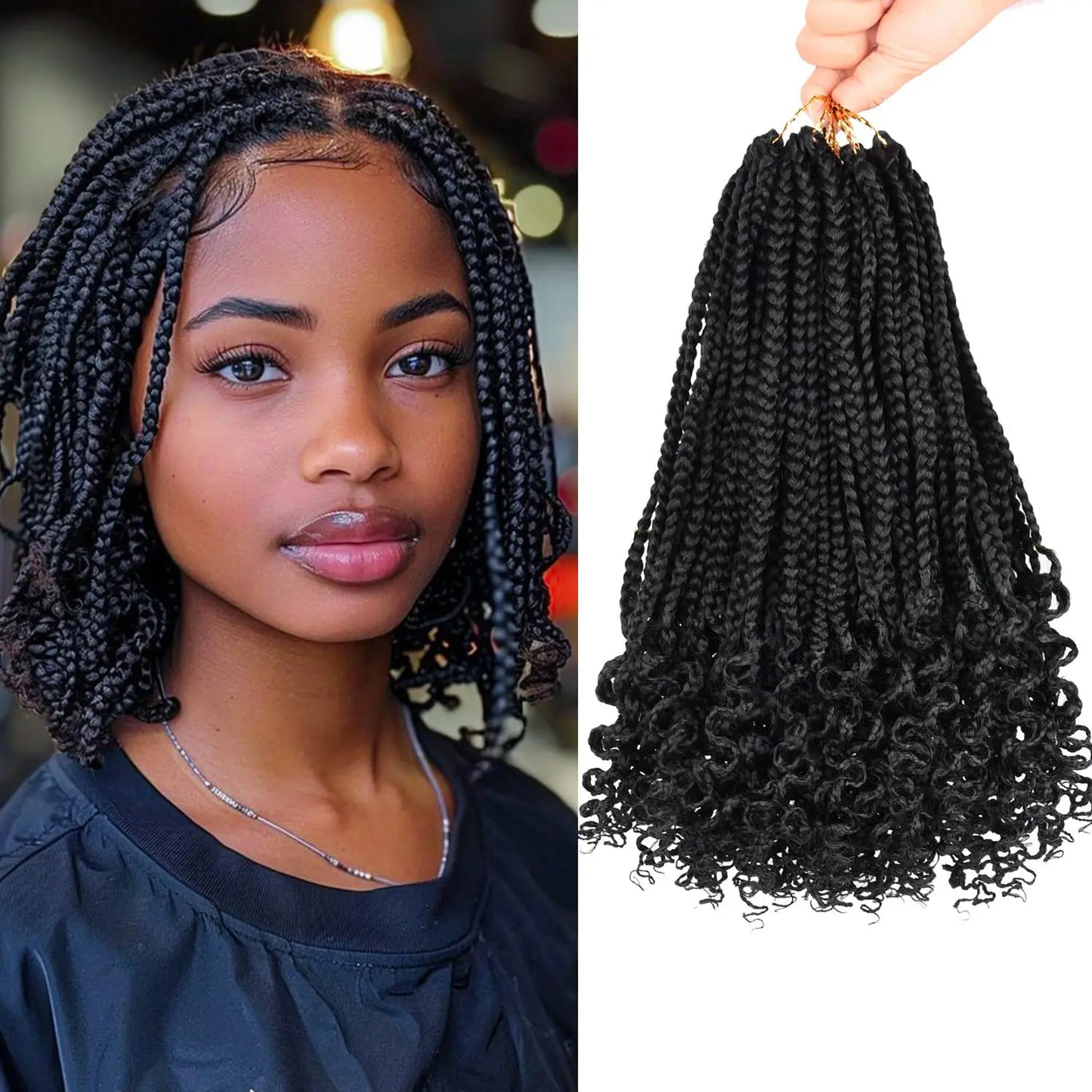 Pre-Looped Box Braids Crochet Hair with Curly Ends | Soft 3X Boho Braids Luxegan