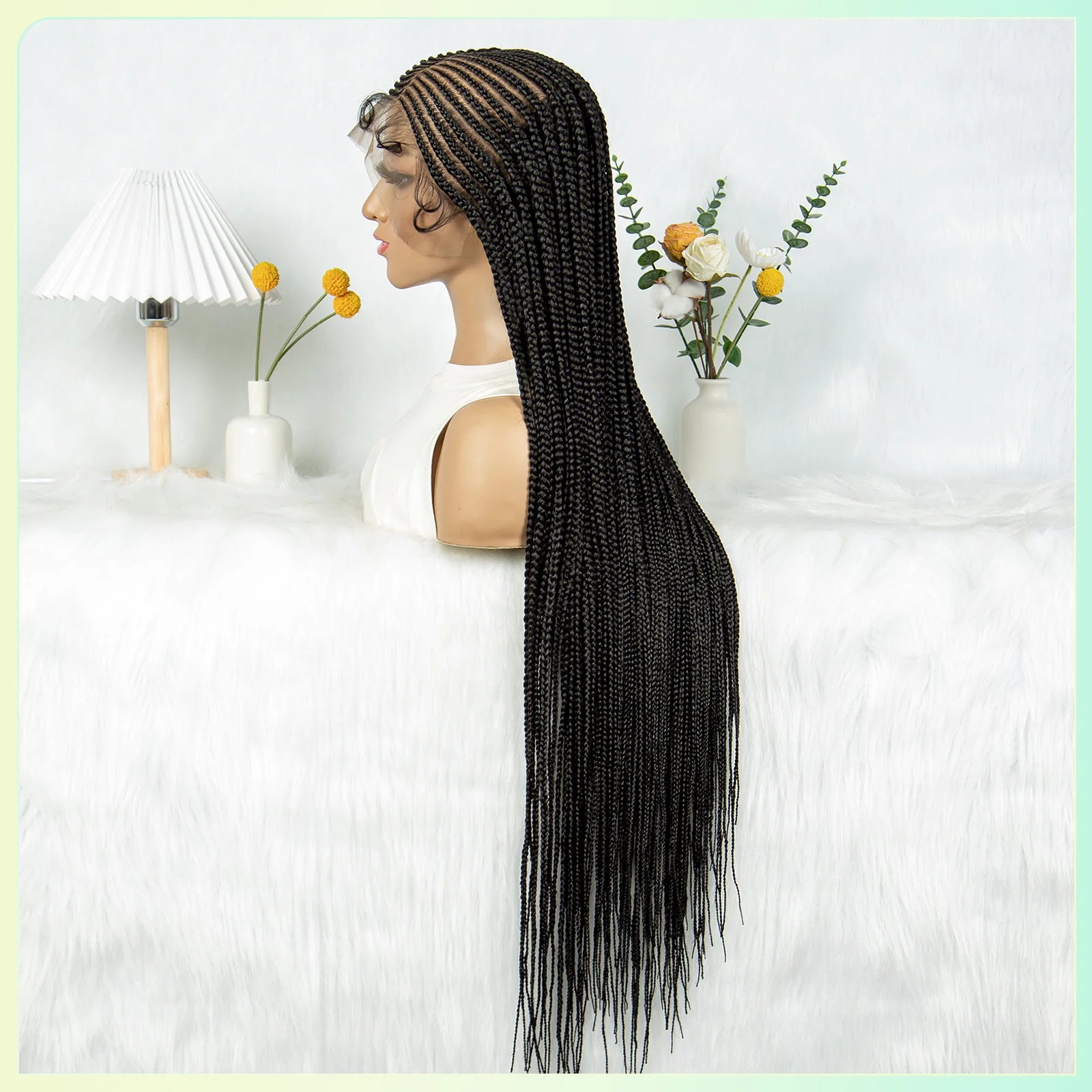 Full Lace Cornrow Knotless Box Braids Wig with Baby Hair Luxegan