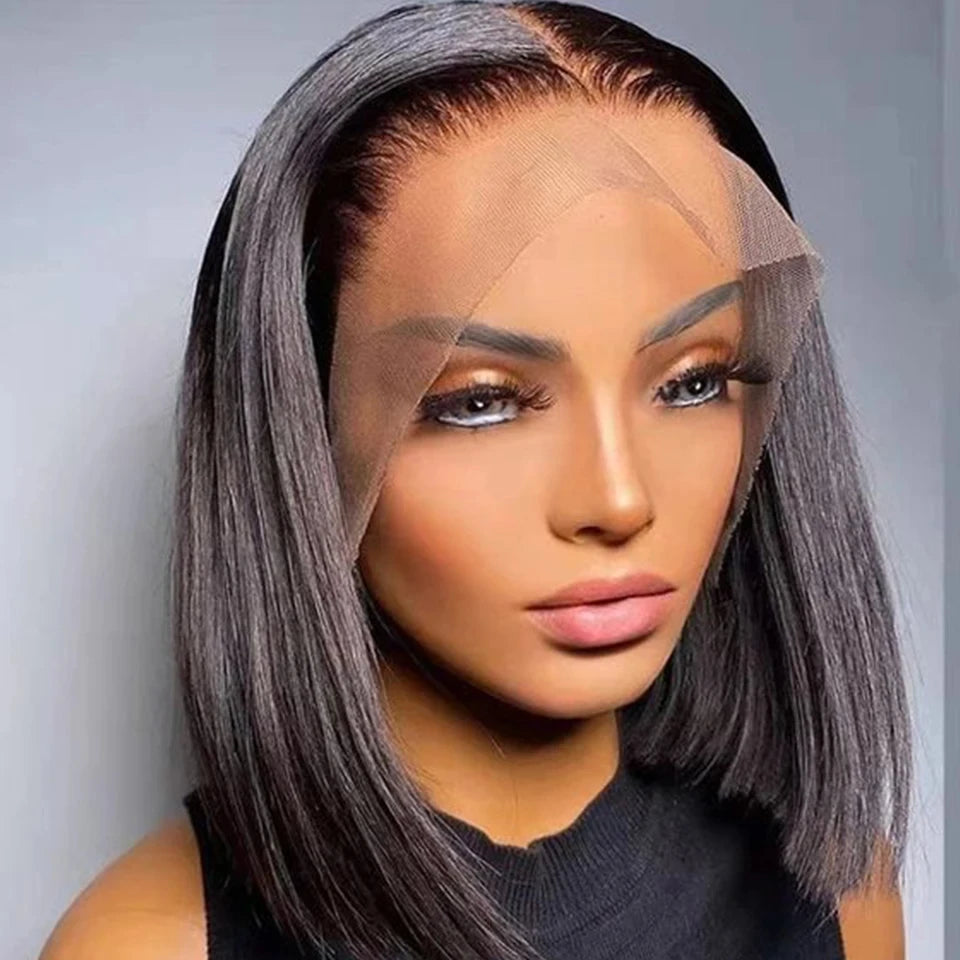 Ombre Pink & Blonde Bob Wig | Straight Human Hair T-Part Lace Front Luxegan