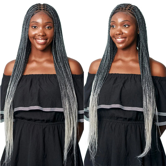 Ombre Box Braids Wig | Black to Blonde | Smooth Kanekalon Braids | Lace Front | Natural Look