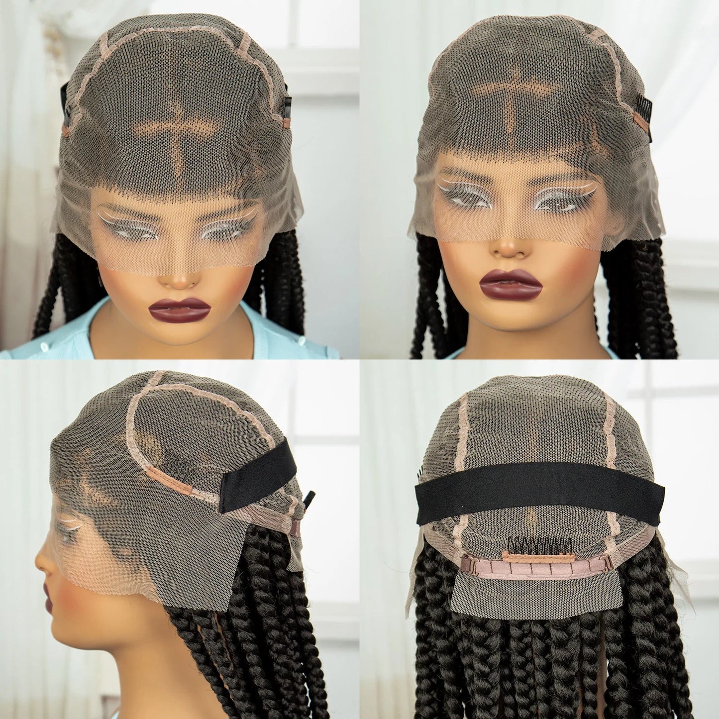 36" Purple Knotless Box Braids Wig | Transparent Full Lace | Baby Hair | Synthetic Luxegan