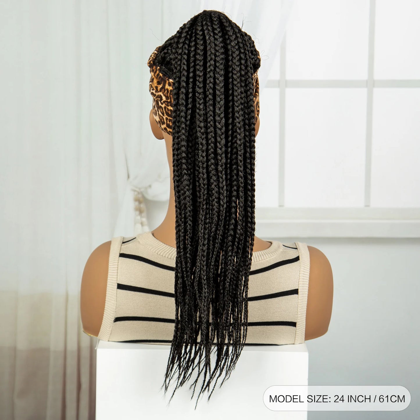 Ponytail Headband Braided Wig with Bangs | Knotless Box Braids | Cornrow Style Luxegan