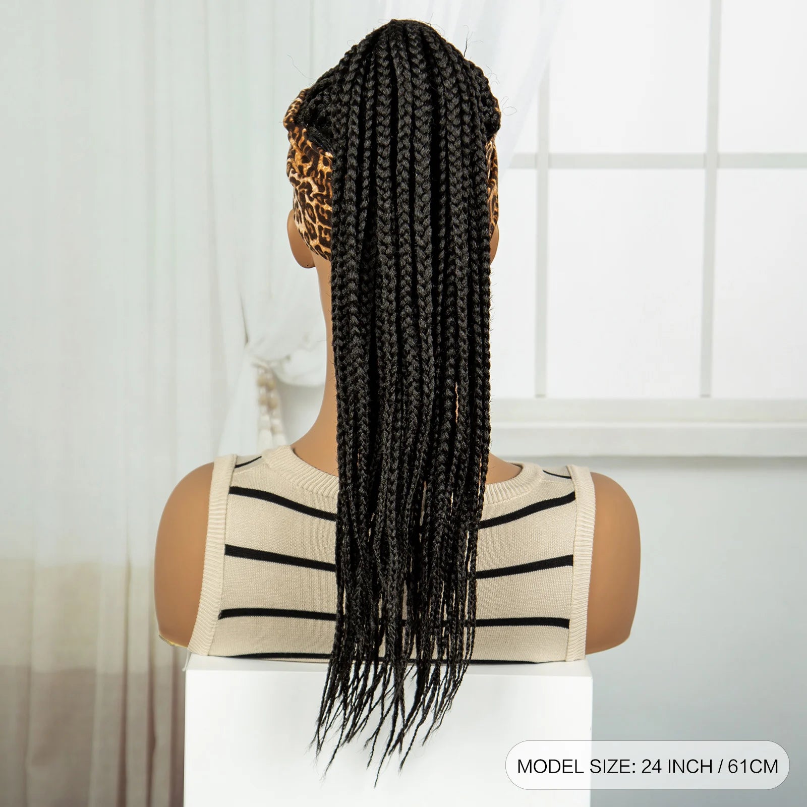 Ponytail Headband Braided Wig with Bangs | Knotless Box Braids | Cornrow Style Luxegan