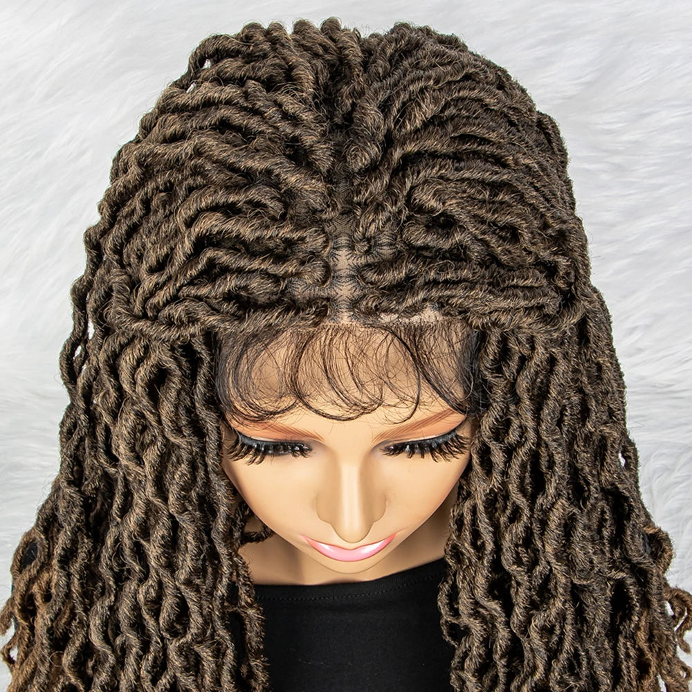HD Transparent Lace Braided Wig with Lambswool Curls Luxegan