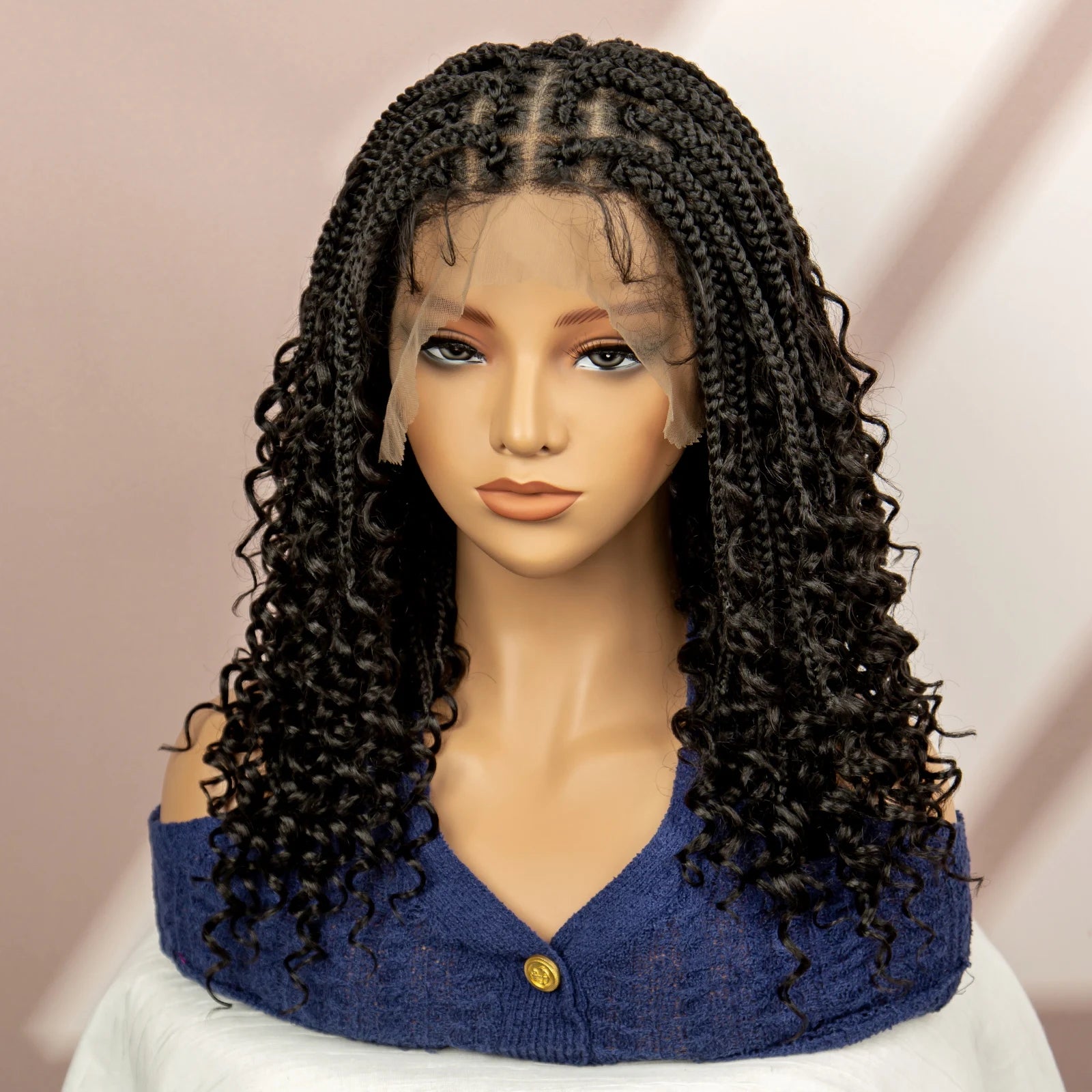 99J Burgundy Knotless Box Braids Wig with Curly Ends | Full Lace Luxegan