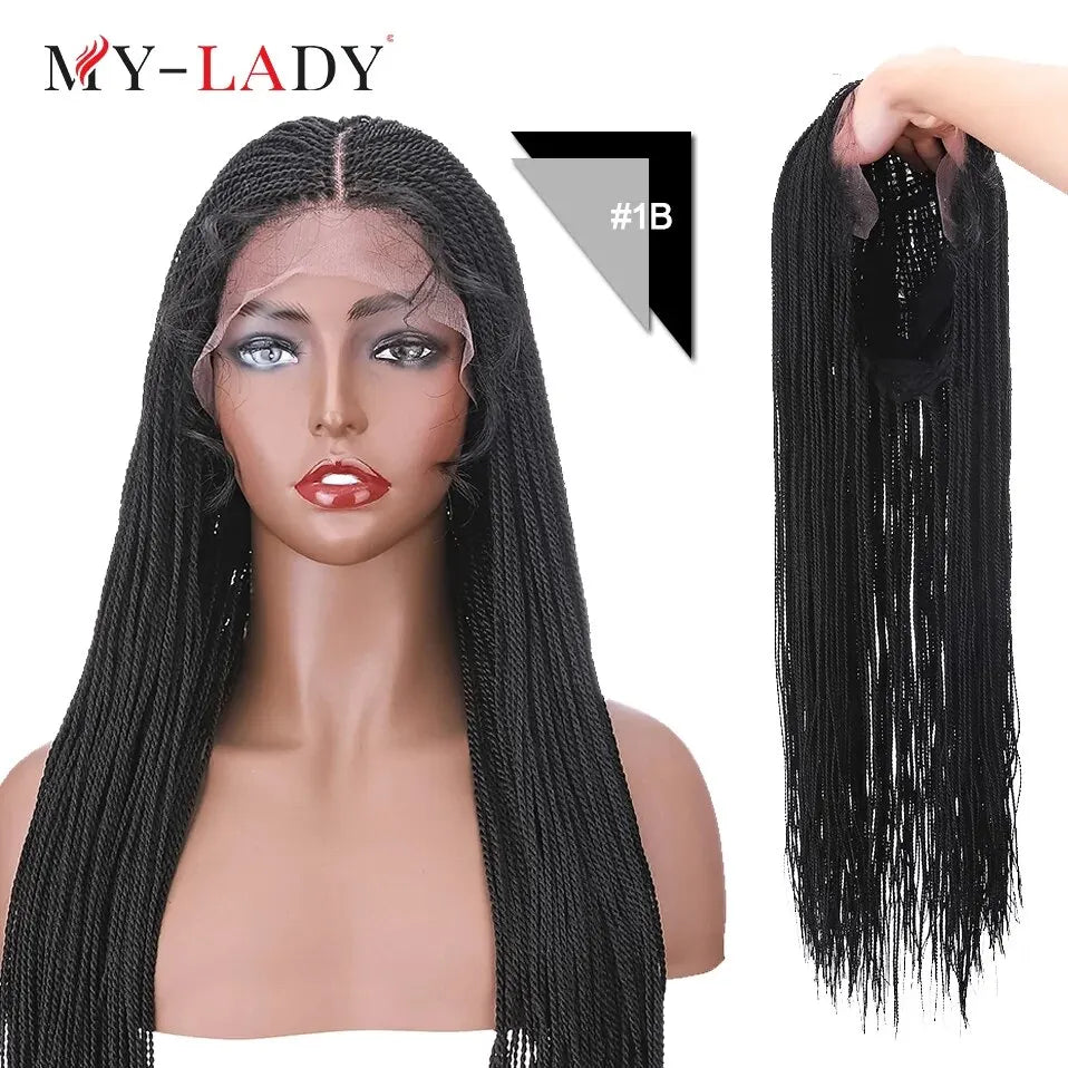 30" Box Braids Lace Front Wig | Baby Hair | Afro Synthetic Braids | Black Women Luxegan