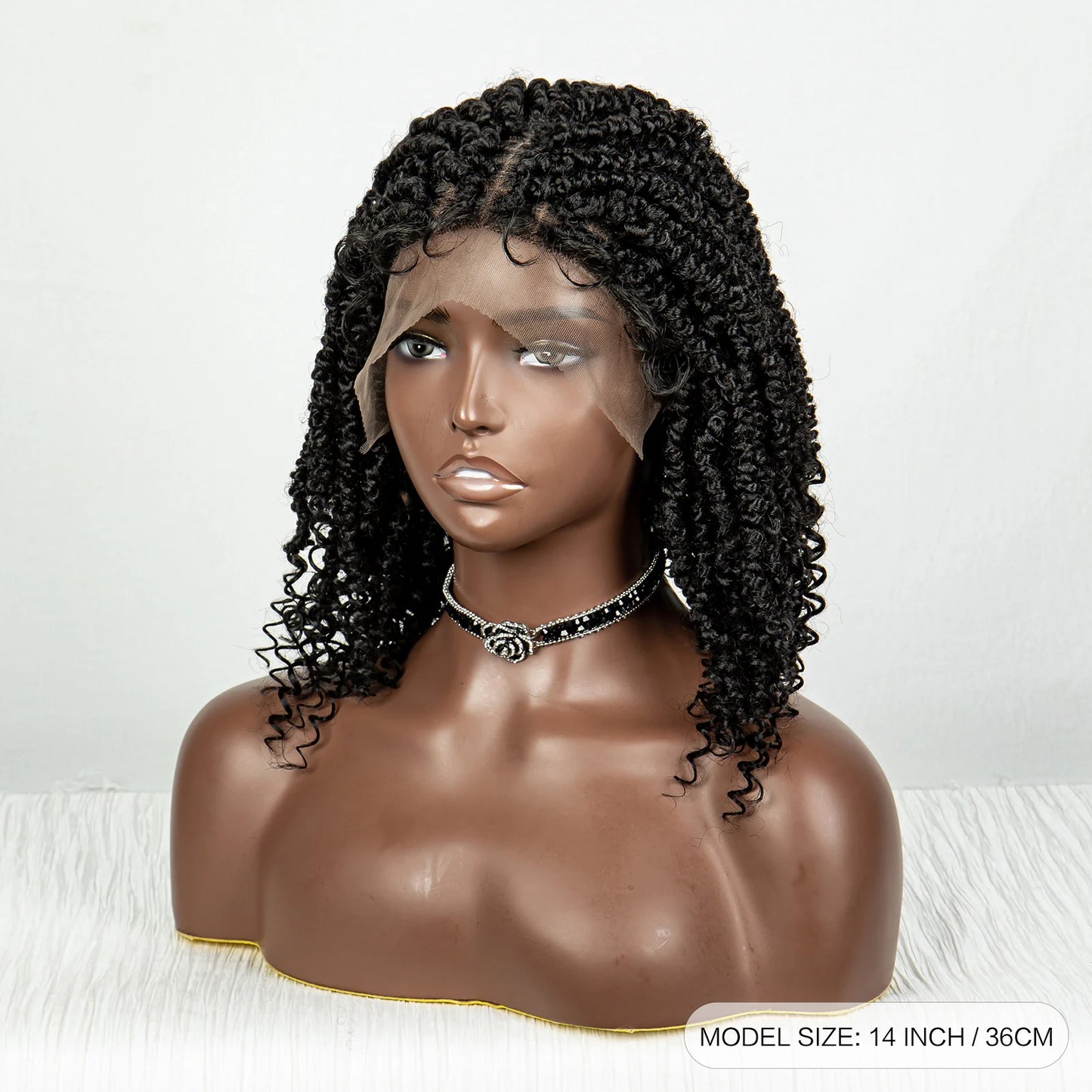 Short Curly Crochet Braided Wig with Baby Hair | Knotless Lace Front Wig for Black Women | Synthetic Braids Luxegan