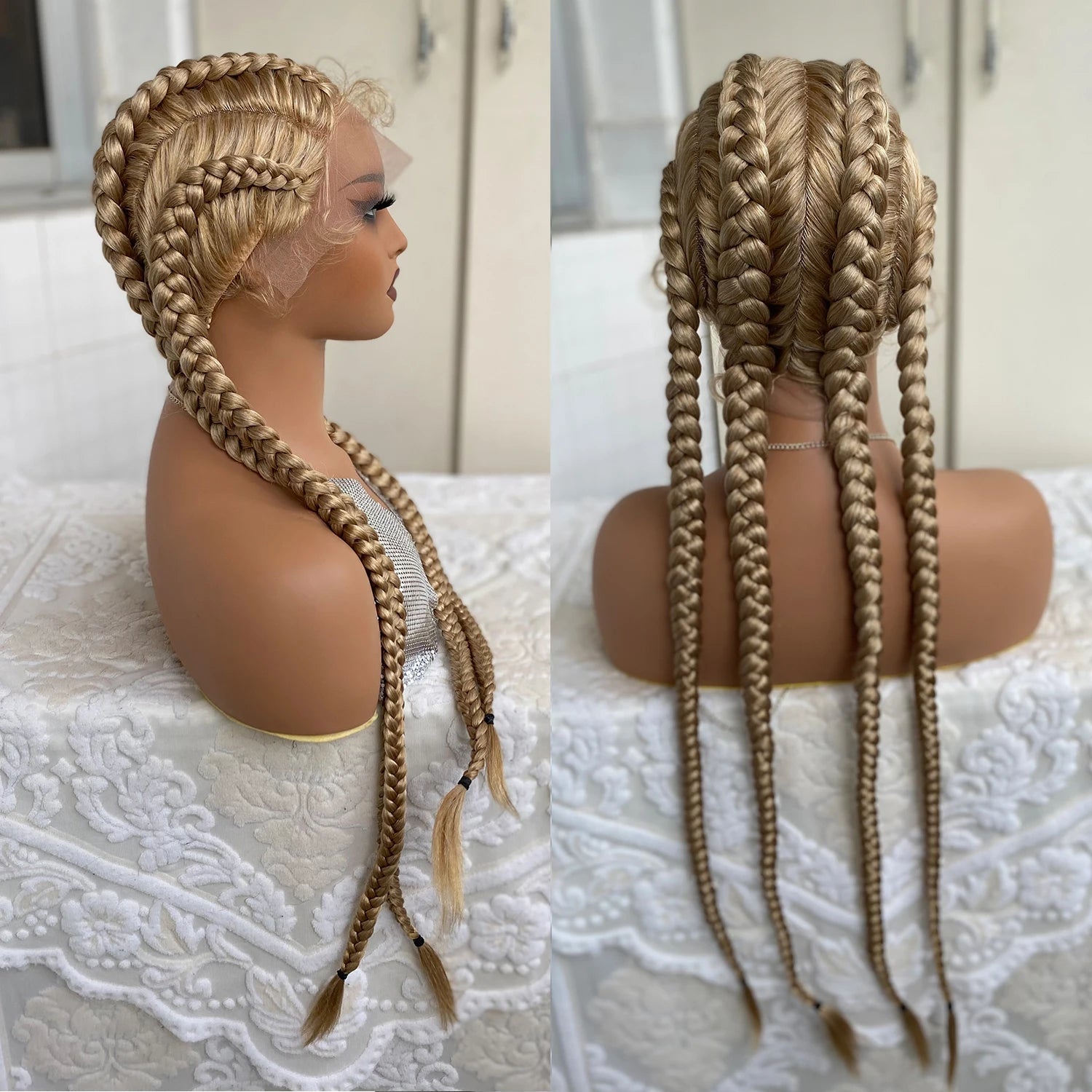 32" Twist Cornrow Braids Wig | Lace Front | Baby Hair | DIY & Cosplay | Synthetic Luxegan