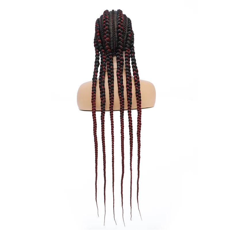 36" Cornrow Knotless Braids Wig | 360 Full Lace | Baby Hair | Synthetic Luxegan