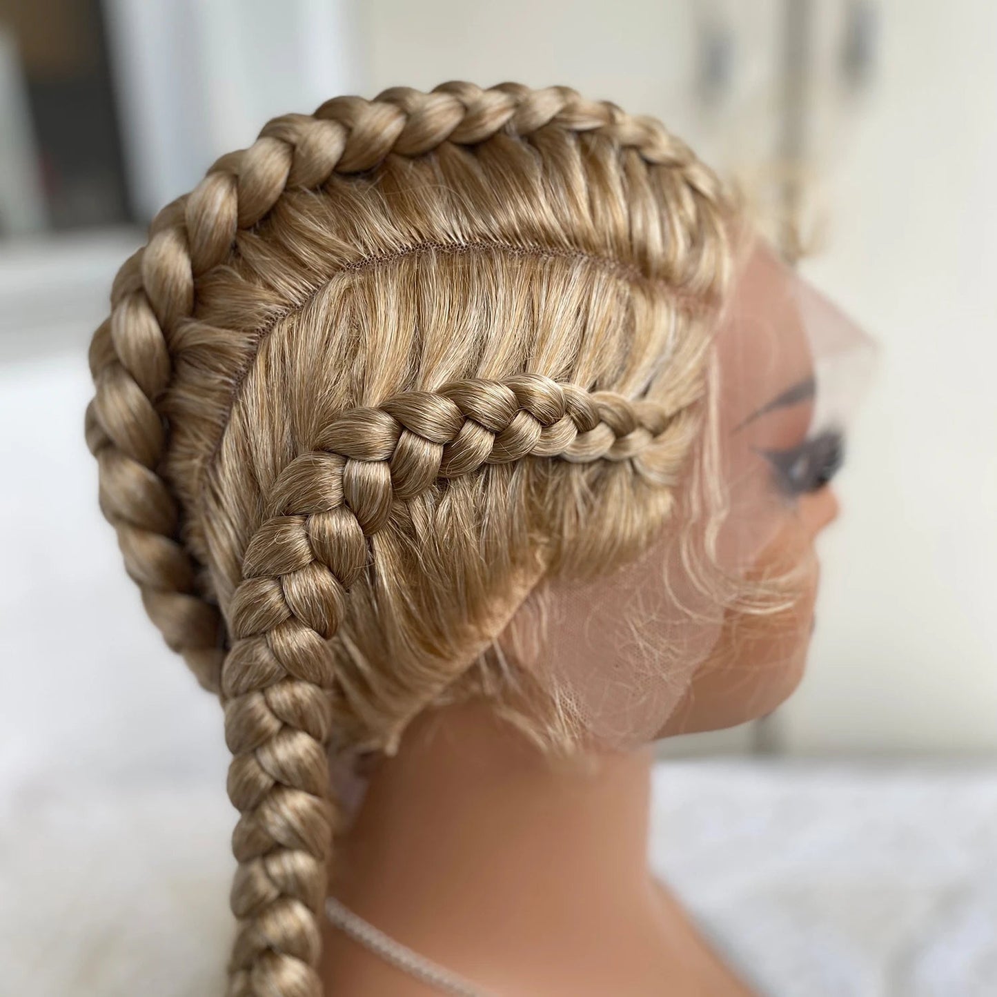 32" Twist Cornrow Braids Wig | Lace Front | Baby Hair | DIY & Cosplay | Synthetic Luxegan