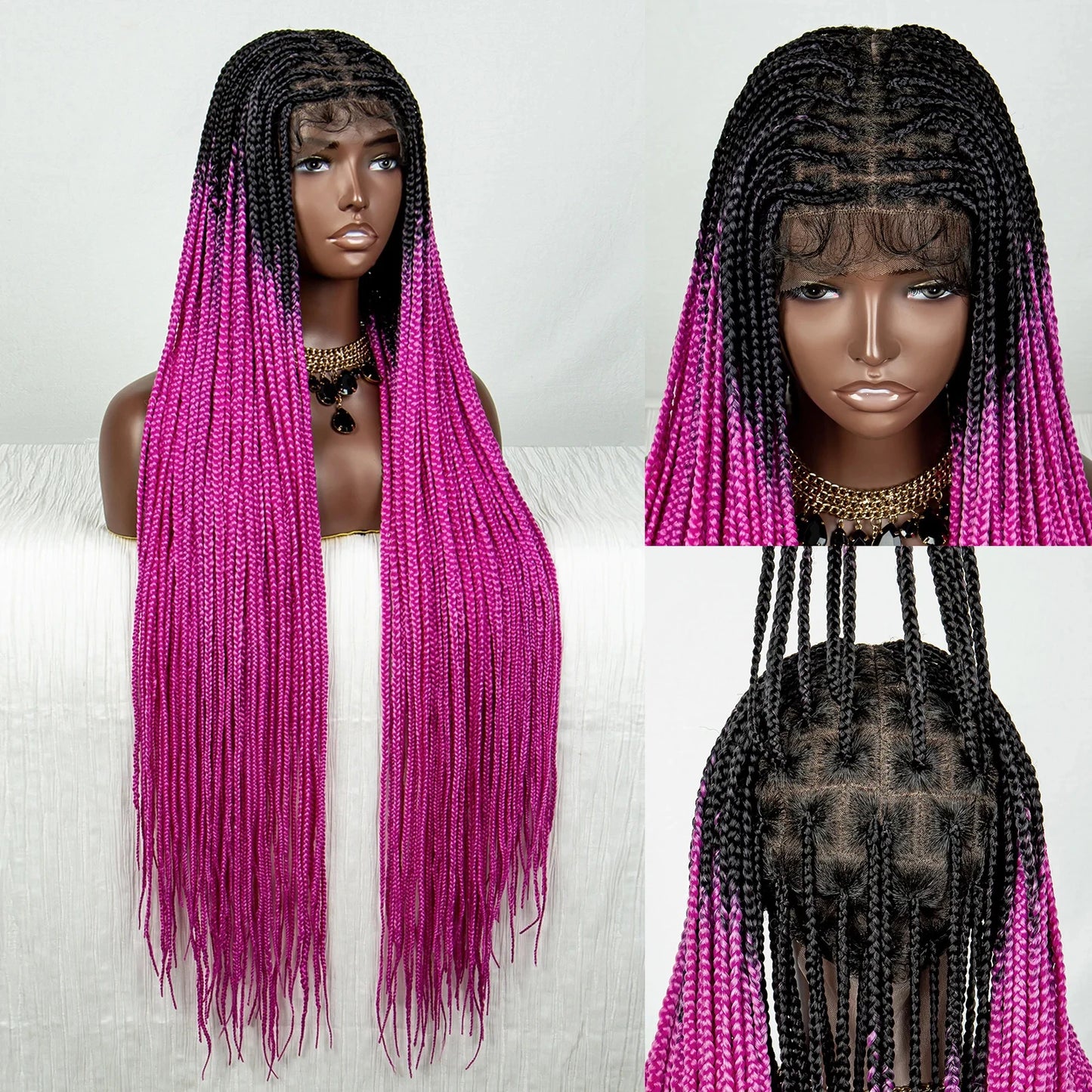 Straight Orange Knotless Box Braids Wig | HD Full Lace Frontal | Baby Hair Luxegan