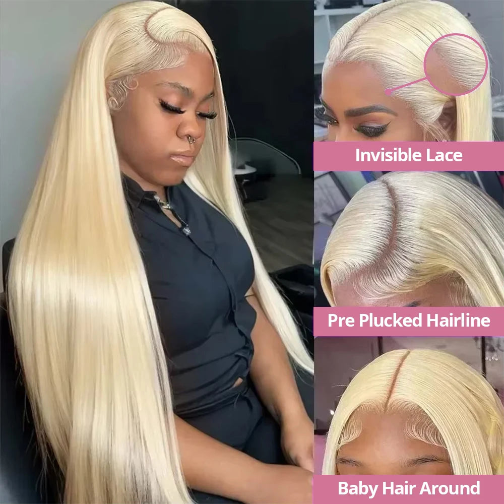 613 Honey Blonde Straight 13x6 HD Lace Frontal Human Hair Wig | Transparent Brazilian Remy 13x4 Lace Frontal for Women Luxegan