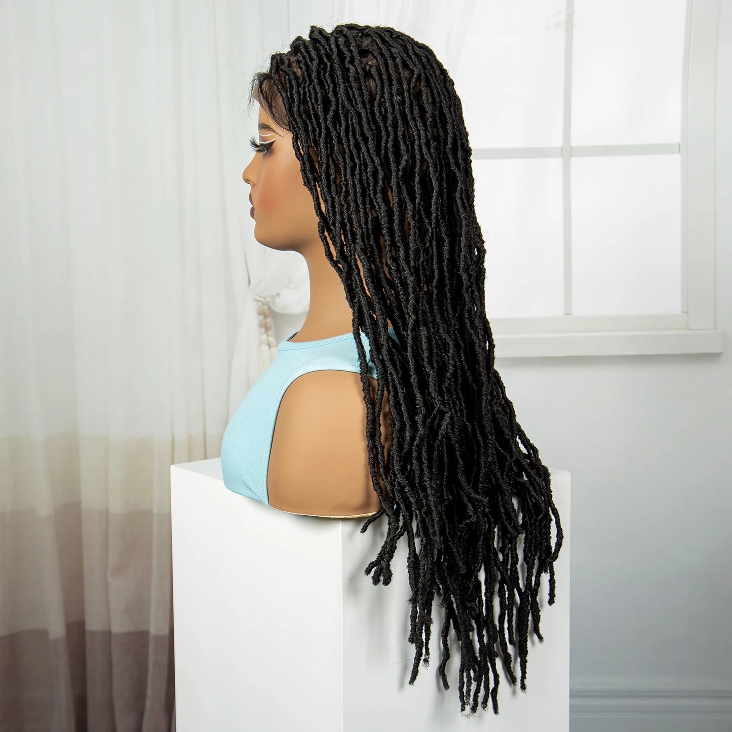 24" Knotless Box Locs Braided Wig | Full Lace Frontal Dreadlock Style Luxegan