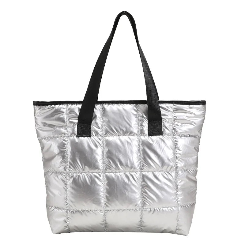 Waterproof Tote Bag for Women | Puffer Cotton Padded Shoulder Bag & Large Capacity Ladies Handbags (Quilted Work Commute Shopping Bag) Luxegan